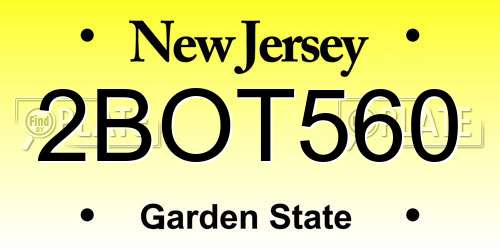 2BOT560 New Jersey License Plate