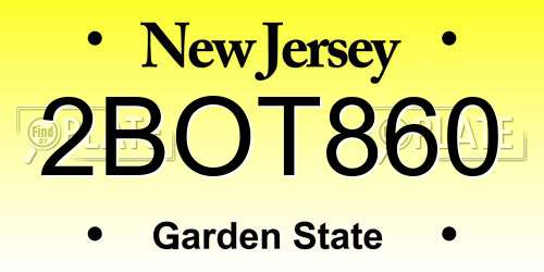 2BOT860 New Jersey License Plate