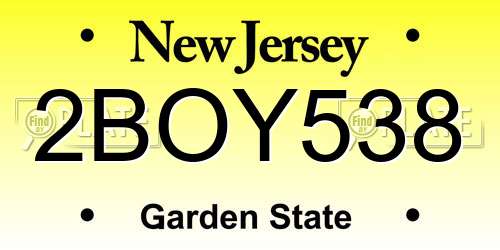 2BOY538 New Jersey License Plate