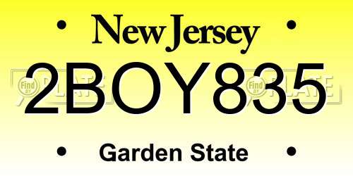 2BOY835 New Jersey License Plate