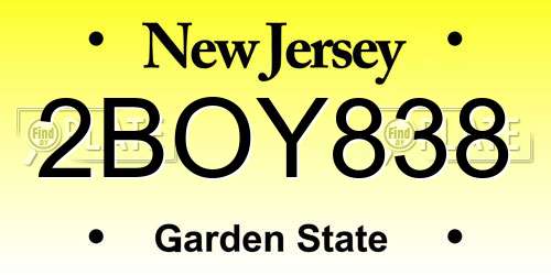 2BOY838 New Jersey License Plate