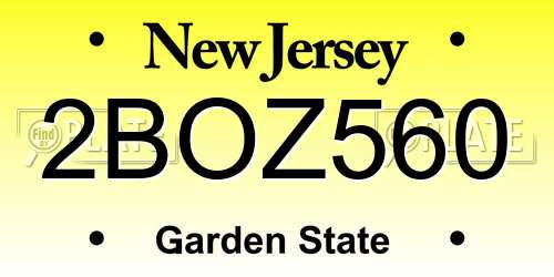 2BOZ560 New Jersey License Plate
