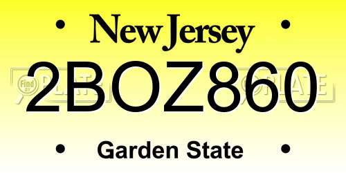 2BOZ860 New Jersey License Plate