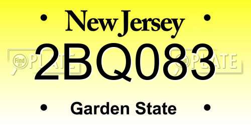 2BQ083 New Jersey License Plate