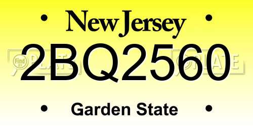 2BQ2560 New Jersey License Plate