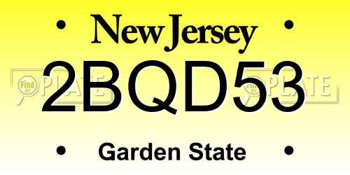 2BQD53 New Jersey License Plate