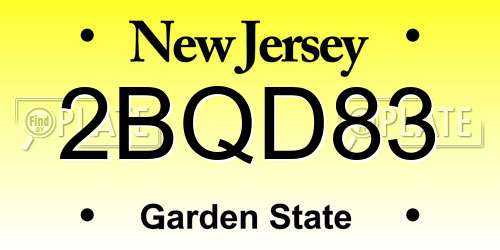 2BQD83 New Jersey License Plate