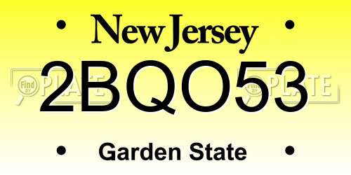 2BQO53 New Jersey License Plate