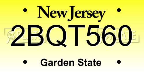 2BQT560 New Jersey License Plate