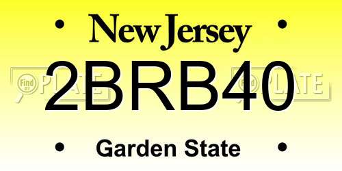 2BRB40 New Jersey License Plate