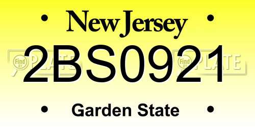 2BS0921 New Jersey License Plate