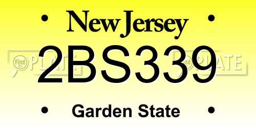 2BS339 New Jersey License Plate