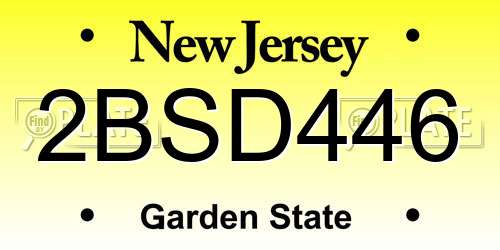 2BSD446 New Jersey License Plate