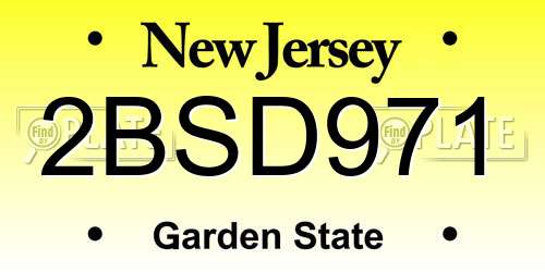 2BSD971 New Jersey License Plate