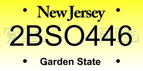 2BSO446 New Jersey License Plate
