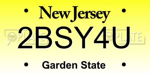 2BSY4U New Jersey License Plate