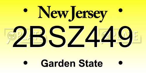2BSZ449 New Jersey License Plate