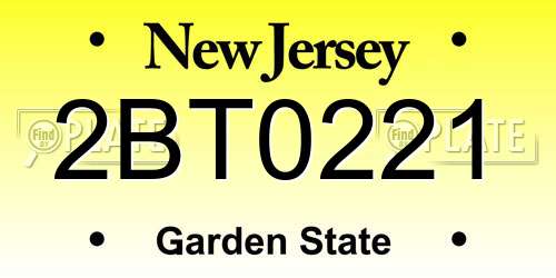 2BT0221 New Jersey License Plate