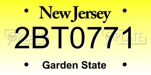 2BT0771 New Jersey License Plate
