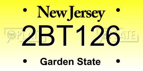 2BT126 New Jersey License Plate