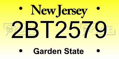 2BT2579 New Jersey License Plate