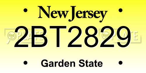 2BT2829 New Jersey License Plate