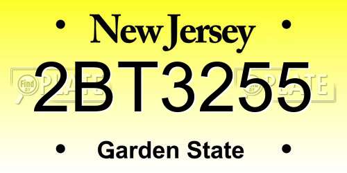 2BT3255 New Jersey License Plate