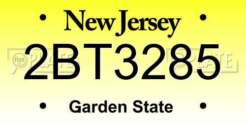 2BT3285 New Jersey License Plate