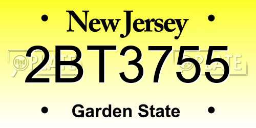 2BT3755 New Jersey License Plate