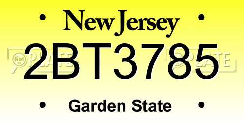 2BT3785 New Jersey License Plate