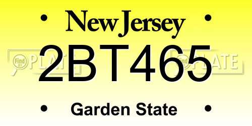 2BT465 New Jersey License Plate