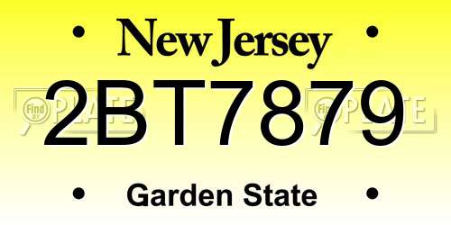 2BT7879 New Jersey License Plate