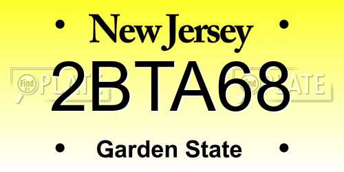 2BTA68 New Jersey License Plate