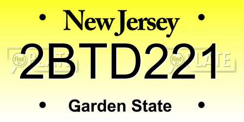 2BTD221 New Jersey License Plate
