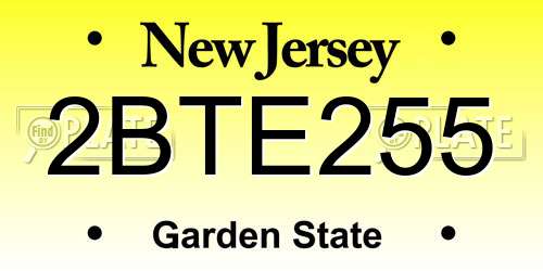 2BTE255 New Jersey License Plate