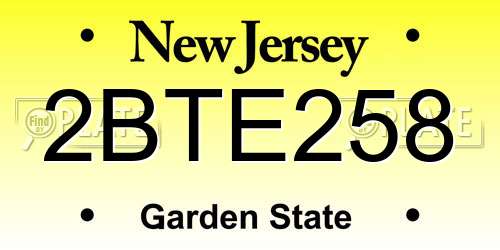 2BTE258 New Jersey License Plate