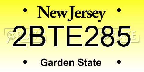2BTE285 New Jersey License Plate