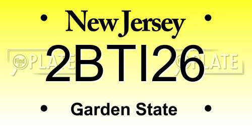 2BTI26 New Jersey License Plate