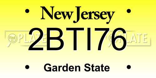 2BTI76 New Jersey License Plate