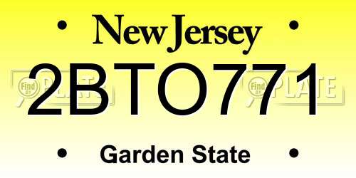 2BTO771 New Jersey License Plate