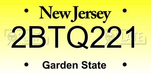 2BTQ221 New Jersey License Plate