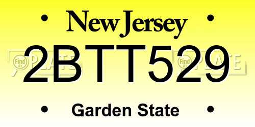 2BTT529 New Jersey License Plate