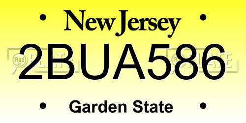 2BUA586 New Jersey License Plate