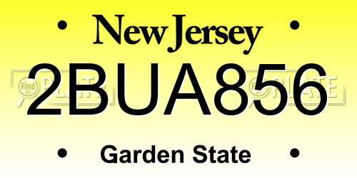 2BUA856 New Jersey License Plate