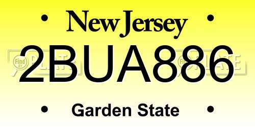 2BUA886 New Jersey License Plate