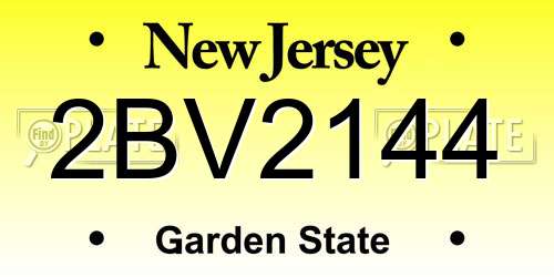 2BV2144 New Jersey License Plate