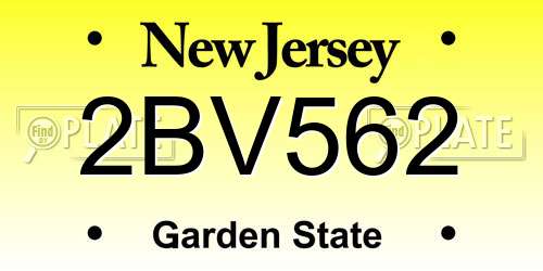 2BV562 New Jersey License Plate