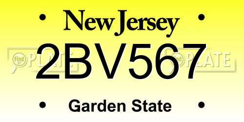 2BV567 New Jersey License Plate