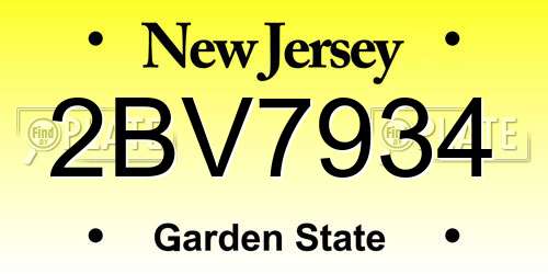 2BV7934 New Jersey License Plate