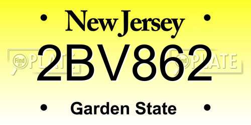 2BV862 New Jersey License Plate